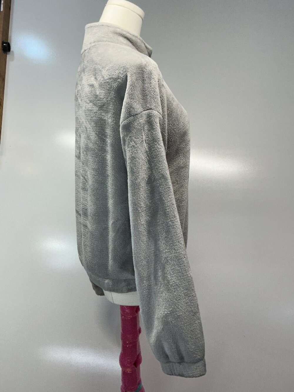 Disney XS Gray Pooh Quarter Zip Plush Fleece Mock Neck Top Pullover Sweatshirt - Picture 9 of 14